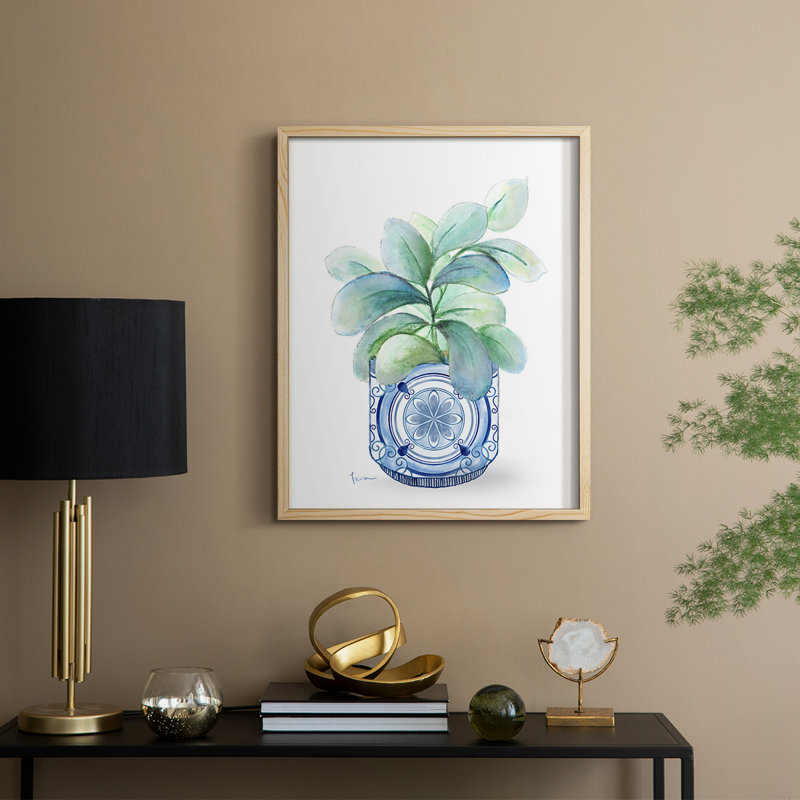 «Plant Chinoiserie II», reproduction encadrée - bois massif, Naturel, H 11 po x l 9 po