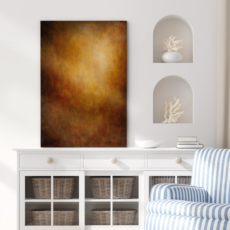 «Warm Brown Abstract Misty Art», reproduction d'art sur toile encadrée, H 18 po x l 12 po x P 1,5 po, Toile tendue