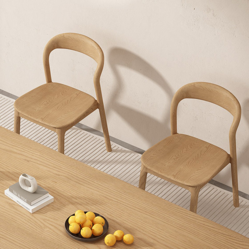 Ensemble de 2 chaises de salle à manger avec chaises en bois de frêne, Burlywood