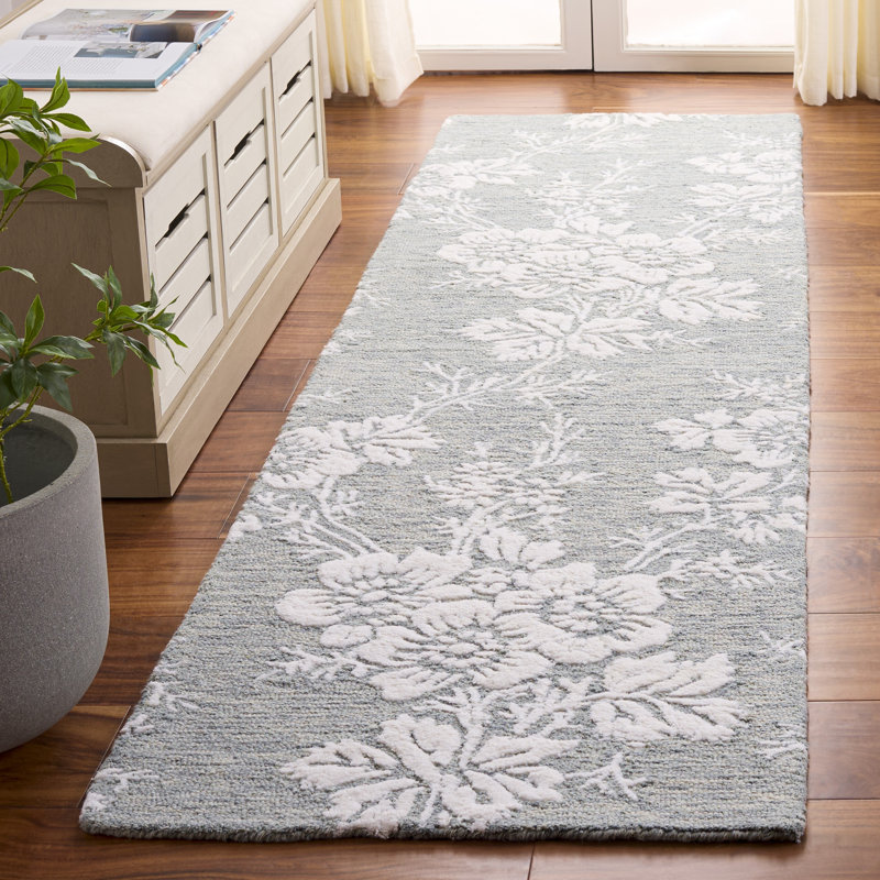 Glamour Hand Tufted Wool, Viscose Floral Indoor Rug, Runner 2'3" x 8'