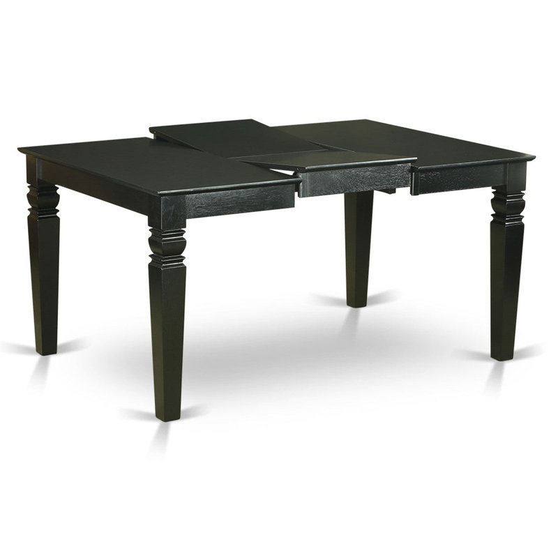 L'ensemble de 5 tables de cuisine pour 4 personnes comprend une table de salle à manger rectangulaire avec rallonge papillon et 4 chaises Parsons en tissu noir, noir