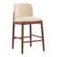 Ensemble de 2 tabourets de comptoir d'intérieur en bois rembourrés, chaise de bar, structure en noyer foncé avec revêtement beige-743908609