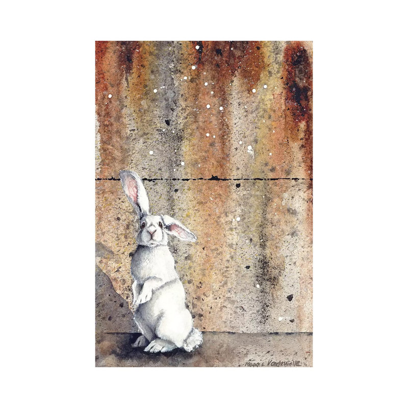Concrete Bunny by Maggie Vandewalle - Wrapped Canvas Print, 30.48 cm H x 45.72 cm W