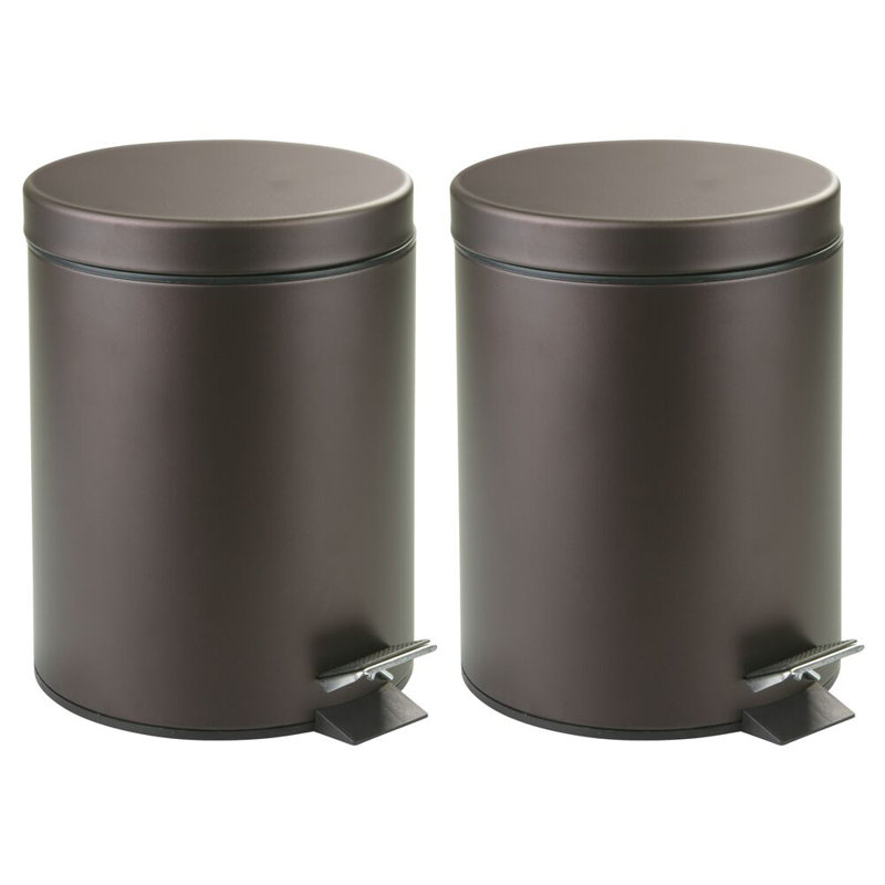 iDesign Round 1.3 Gallon Steel Step Trash Can - Set of 2 - Bronze