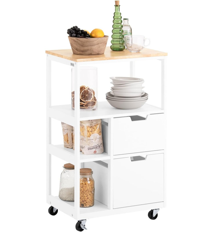 Canyonlands Serving Cart, White/Natural