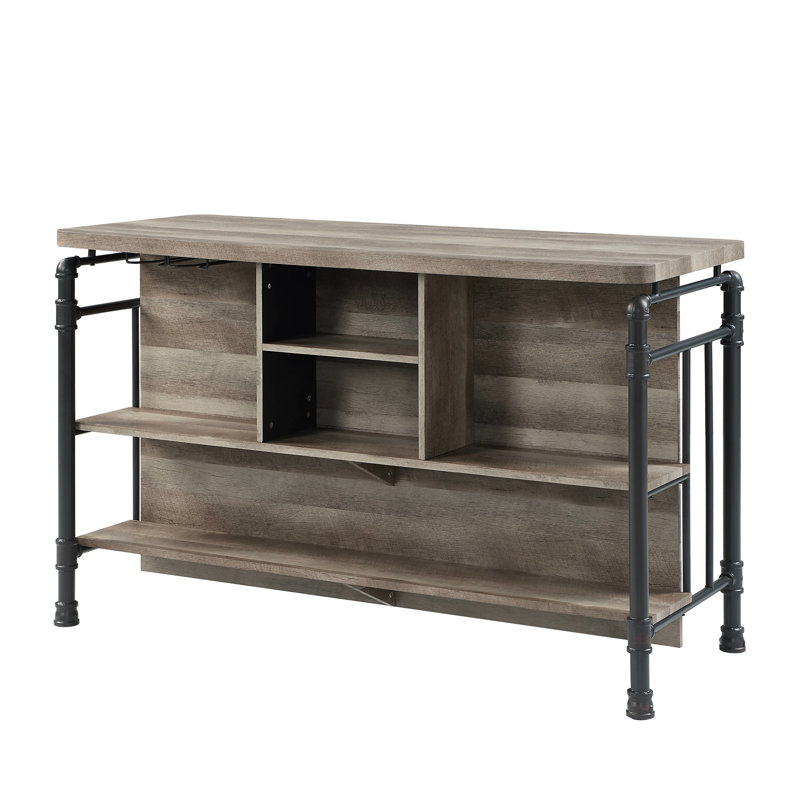 Table à hauteur de comptoir avec chêne antique et gris sable et table, 60,64 po Largeur de la tablette