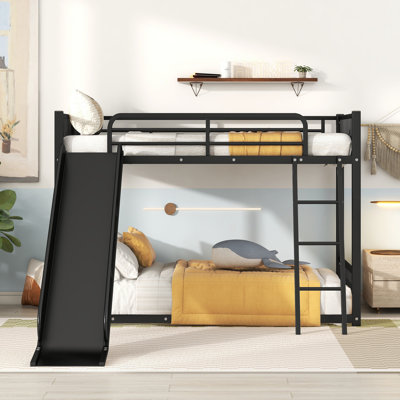 Theron Bunk Bed With Slide, Metal Construction And Safety Railings by Isabelle & Max