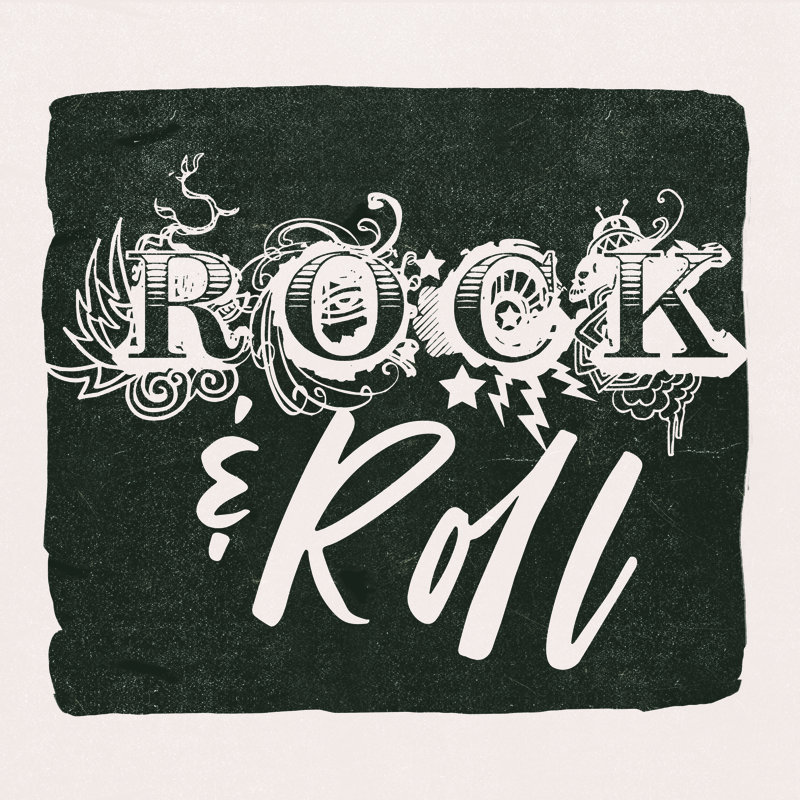 Rock and Roll, H 12 po x l 12 po, Cadre simple noir, Oui