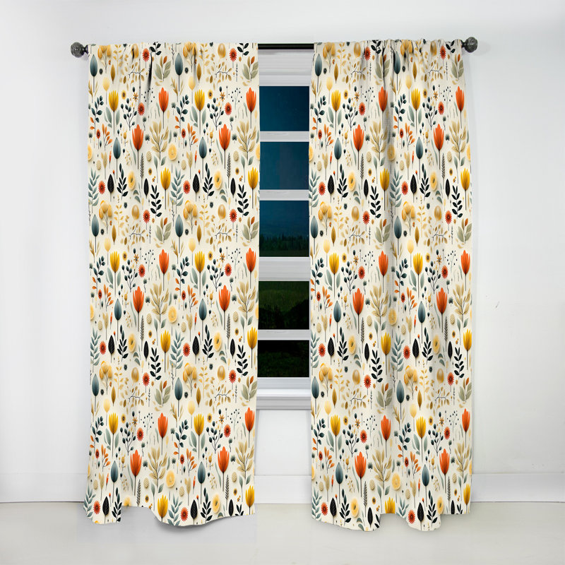 Simplicité en fleurs scandinaves - rideau en velours moderne obscurcissant - 1 panneau, L 52 po x L 84 po