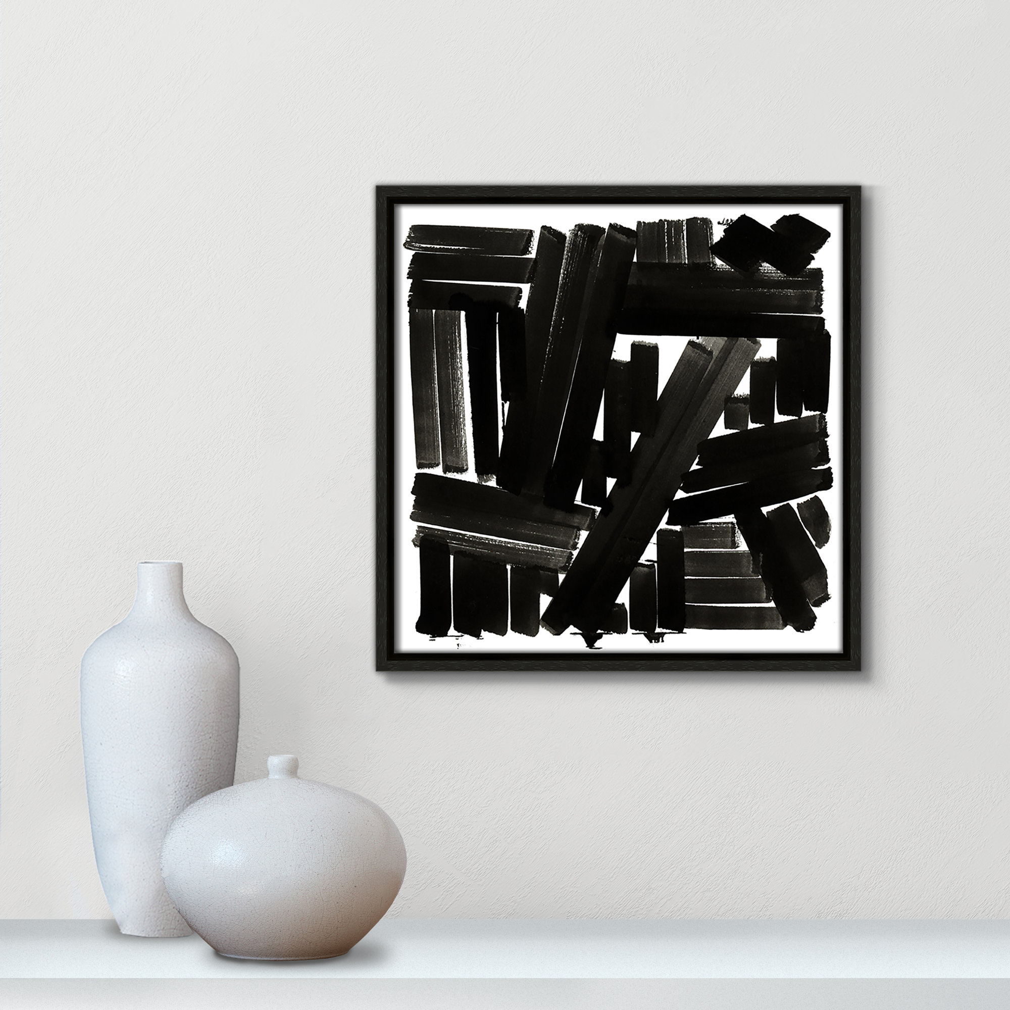 Shape of Song I by Cartissi - Floater Frame Painting on Canvas, 13.5" H x 13.5" W x 2" D, Espresso Framed