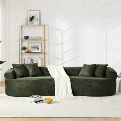 4 - Seater Chenille Minimalist Curved Couch, Ideal For Home And Office Use, Spring Foam Filling, Concealed Zipper Modern Compact Offices, No Assembly,