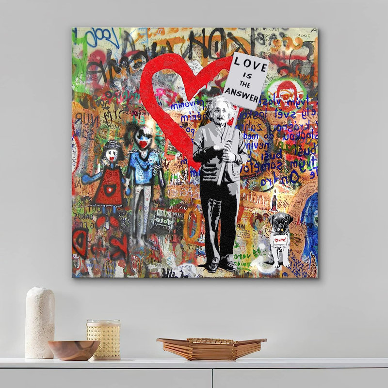 «Love Is The Response Pop Fashion Graffiti Decor Chic», reproduction d'art sur toile encadrée, H 16 po x l 16 po x P 1,5 po