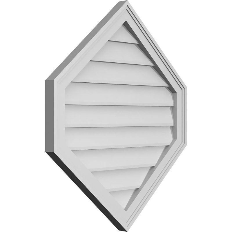 Vertical Peaked Surface Mount Signature Urethane Non-Functional Gable Vent 10/12 Pitch Primed Tan, 1.5" H x 26" W x 30" L