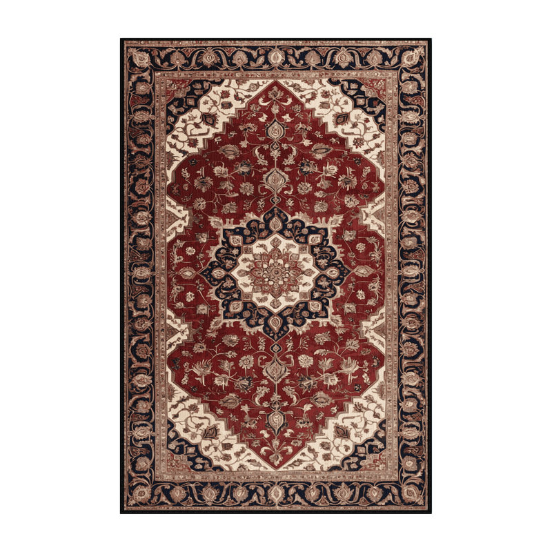 Tapis persan noir lavable à la machine, Rectangulaire 2 pi x 3 pi