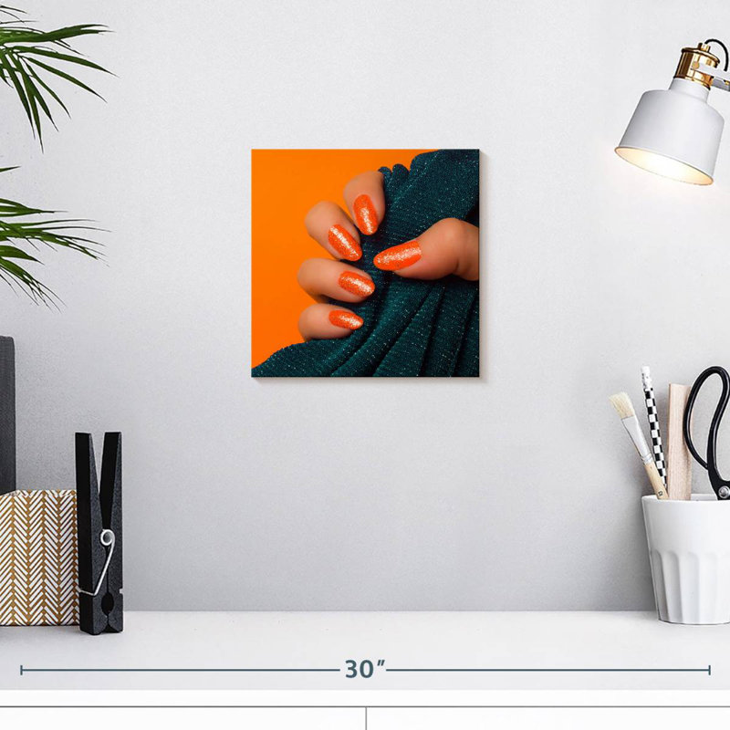 Shuttleworth Glittered Orange Nails, 10" H x 10" W