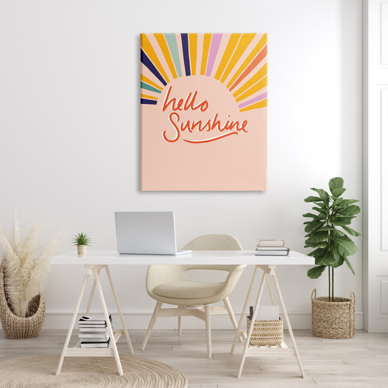 Hello Sunshine - art textuel sur toile, Toile tendue, H 48 po x l 36 po