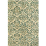 Katelynn Wool Damask Area Rug in Beige/Green
