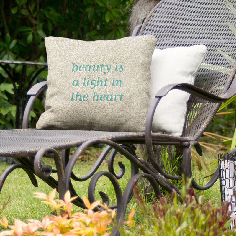 Coussin décoratif d’intérieur/d’extérieur d’inspiration beauté, Blanc / bleu sarcelle contrastant, 18 po x 18 po