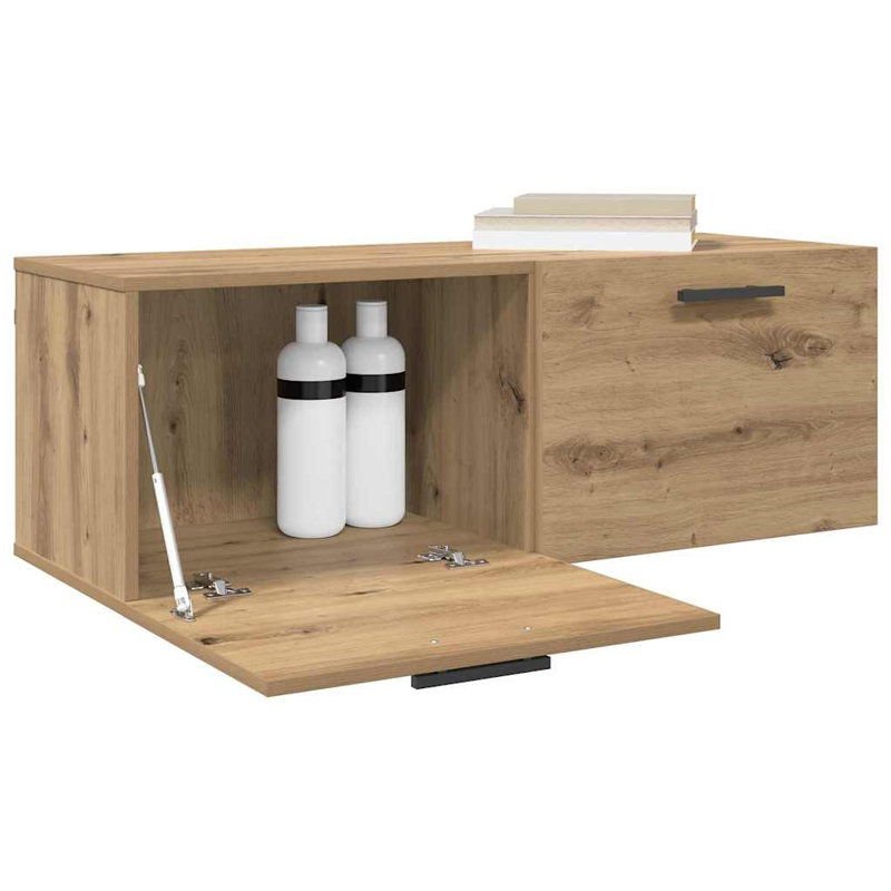 vidaXL Wall Cabinet Wall-mounted Engineered wood Storage Unit Rustic Design, Artisan Oak/Black
