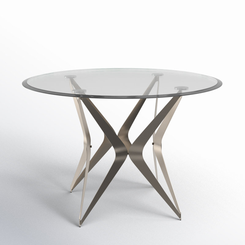 Shawnee Round Glass Top with Steel Base Dining Table