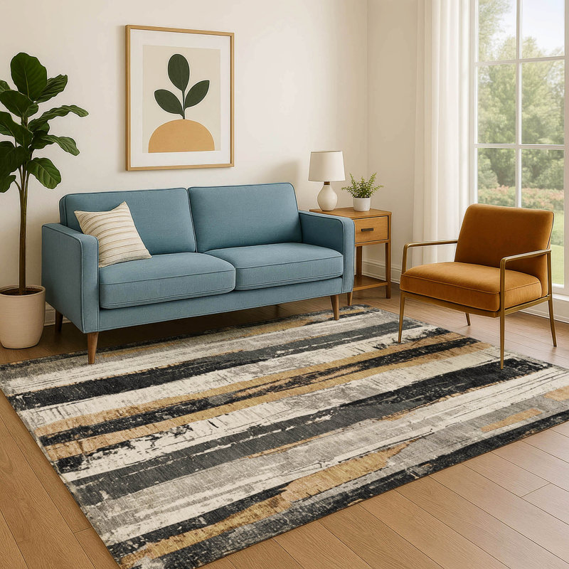 Premium Machine Washable Crestover AMF1872 Stripes Rug, Rectangle 2'6" x 3'10"