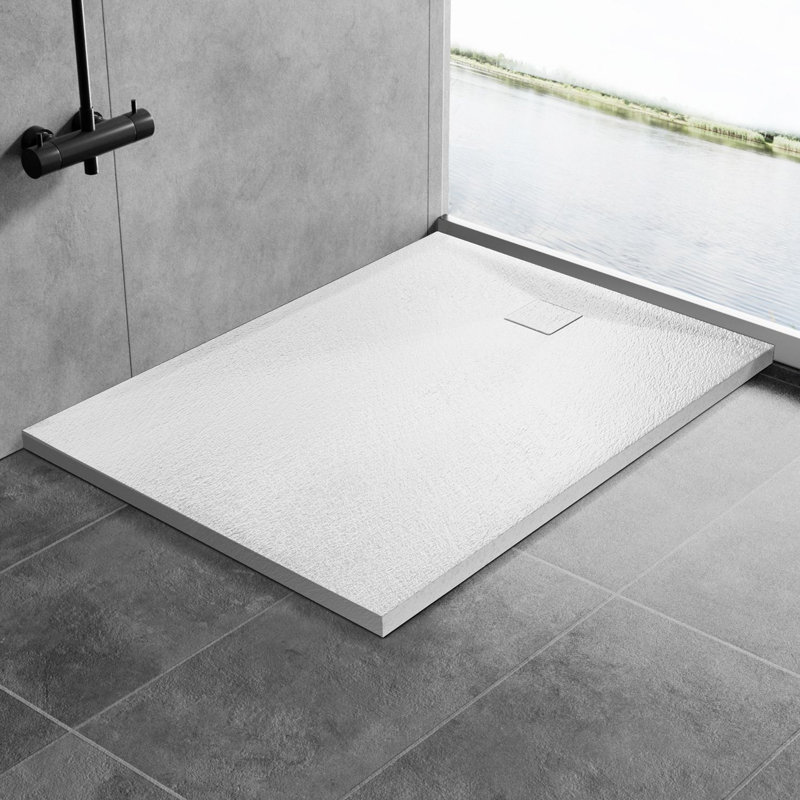 Slip-Resistance 32mm H Square White Shower Tray, 3.2cm H x 80cm W x 120cm D