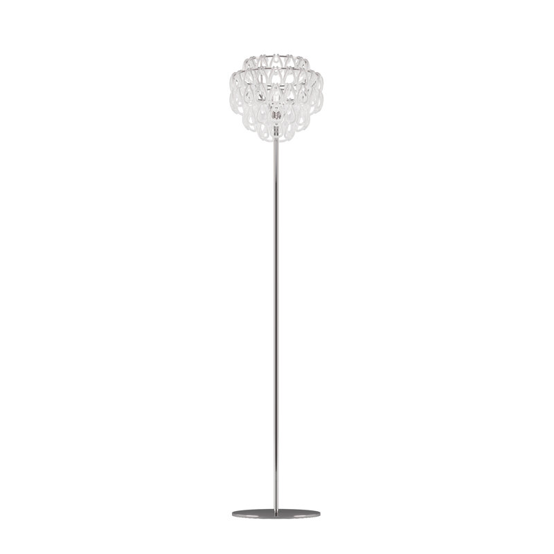 Giogali Floor Lamp Crystal Amber Matt Bronze 1 E26 Ul 1, Glossy Chrome, White