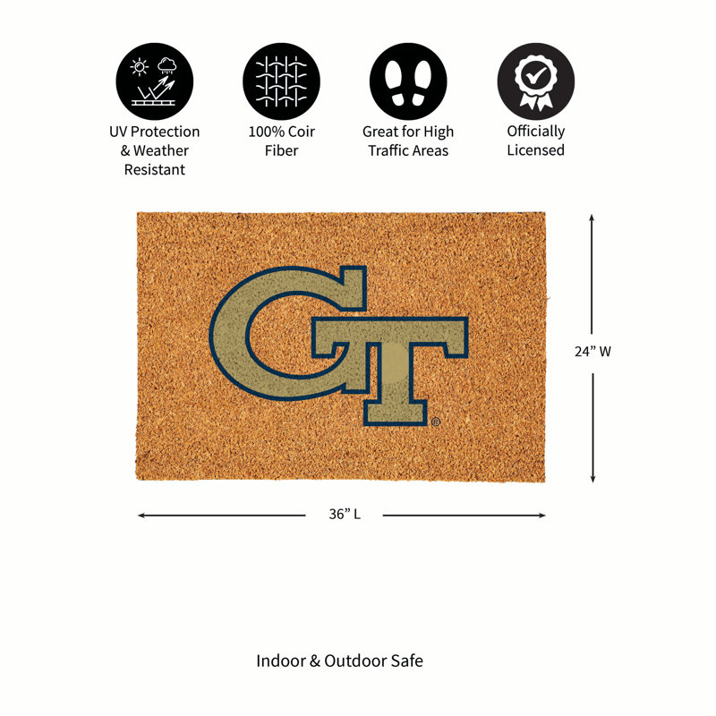 Georgia Tech Large Full Color Coir Mat, 36"x24"