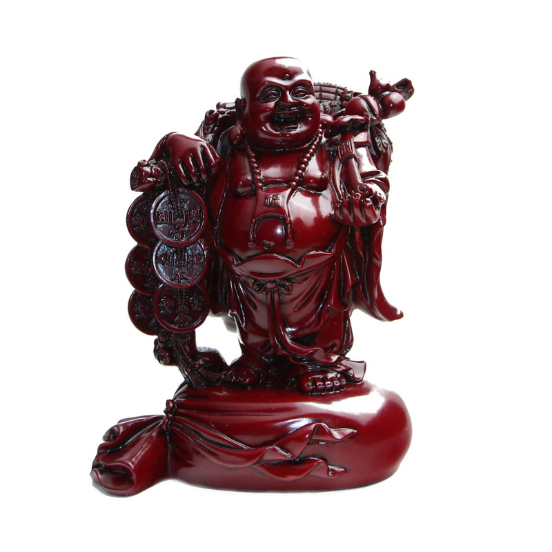 Figurine Bouddha argenté, Bouddha rouge pour la richesse