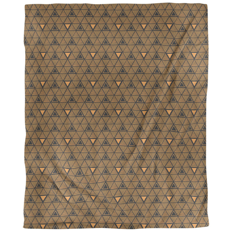 Tissu triangles tissé à la main, Orange, L 58 po x l 36 po, Sergé de coton