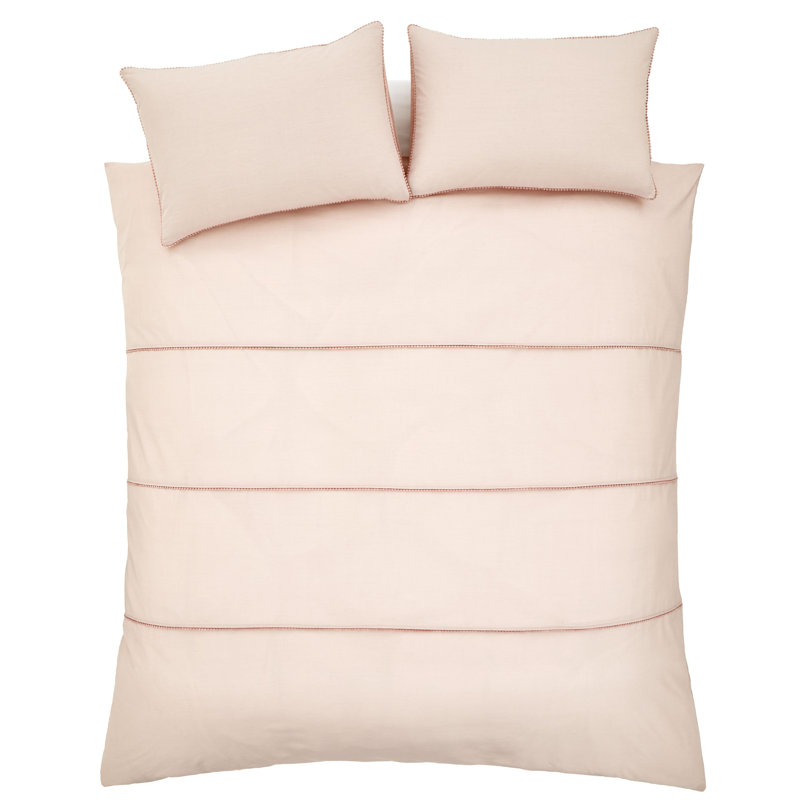 Pom Pom Striped Cushion with Filling, Blush