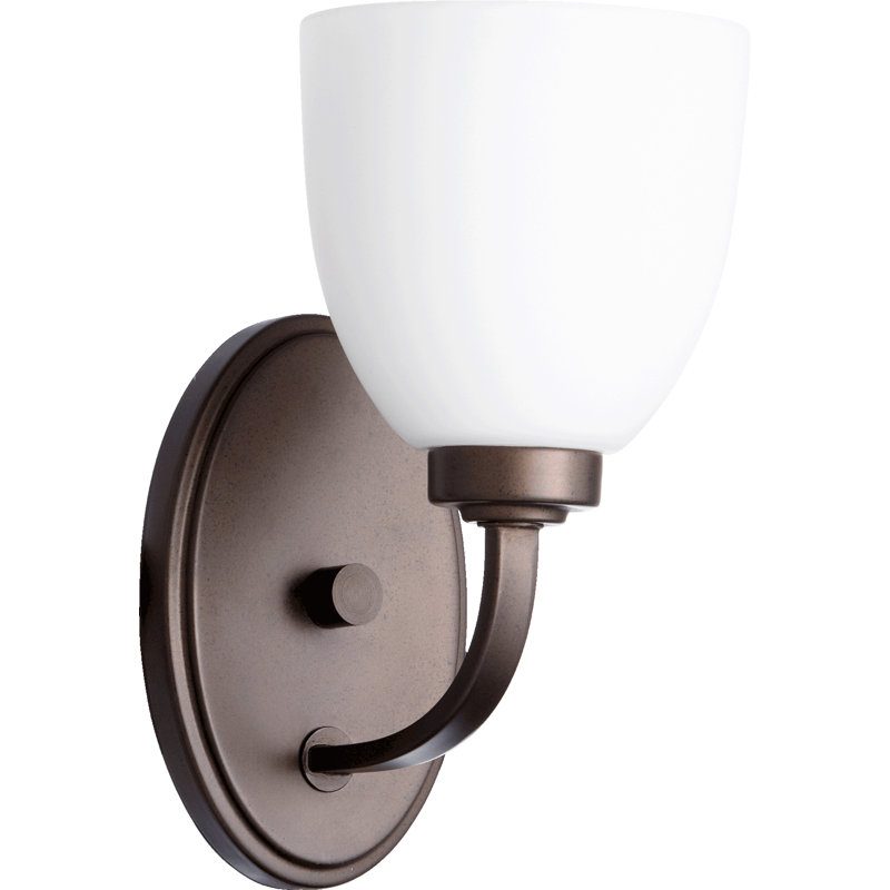 Cariad Armed Sconce, Oiled Bronze, Satin Opal