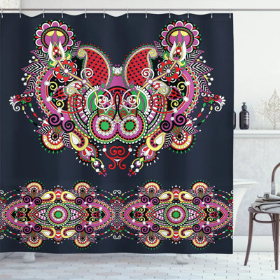 Paisley Shower Curtain with Hooks Included