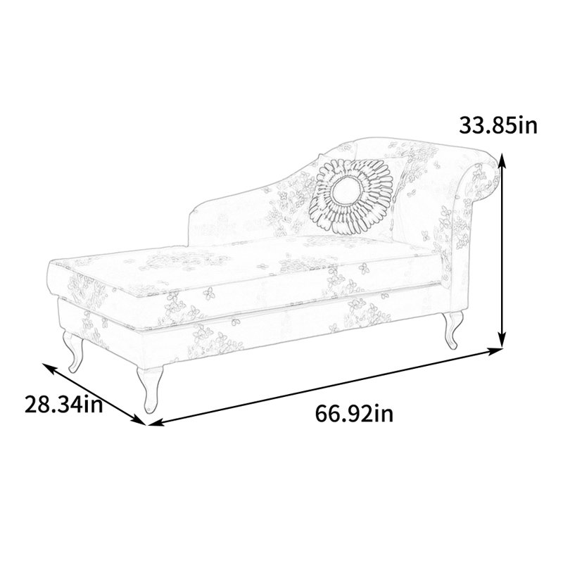 Chaise longue rembourrée Terionna, Accoudoir à droite (vu de face)