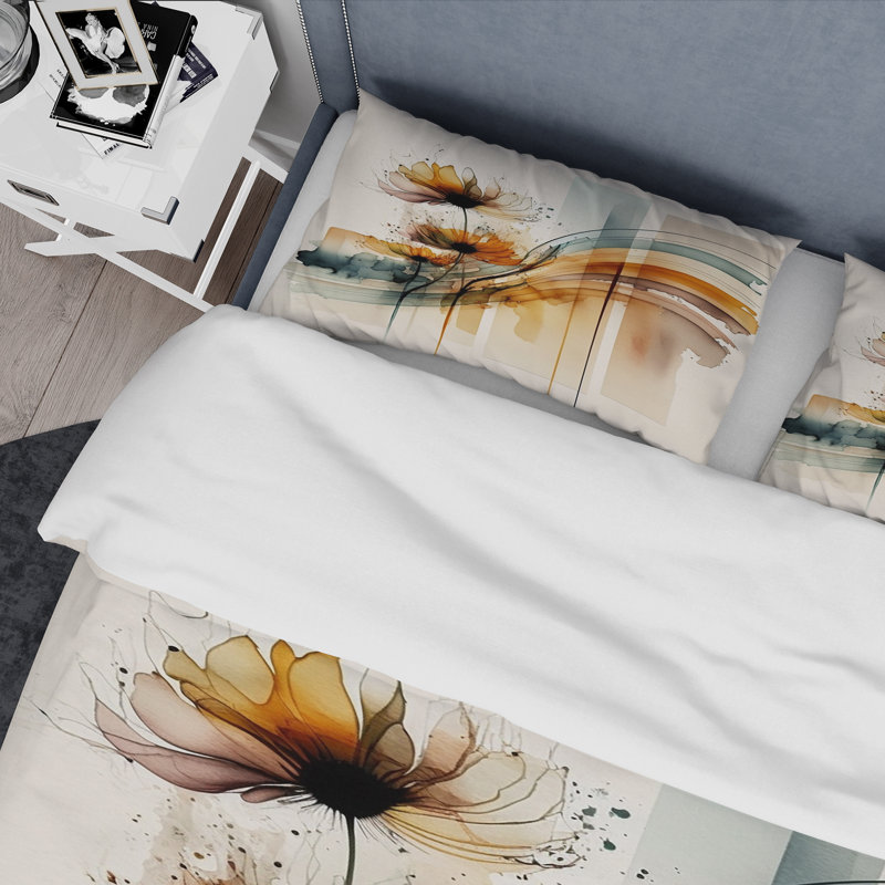 Ensemble de housse de couette Daisy Orange, Housse de couette très grand et 2 très grandes t
