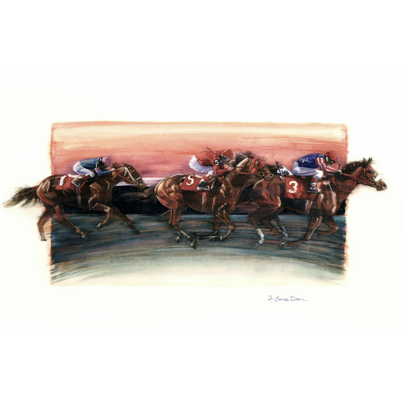 Horse Race 1 Piece Wrapped Canvas Wall Art, 30cm H x 46cm W