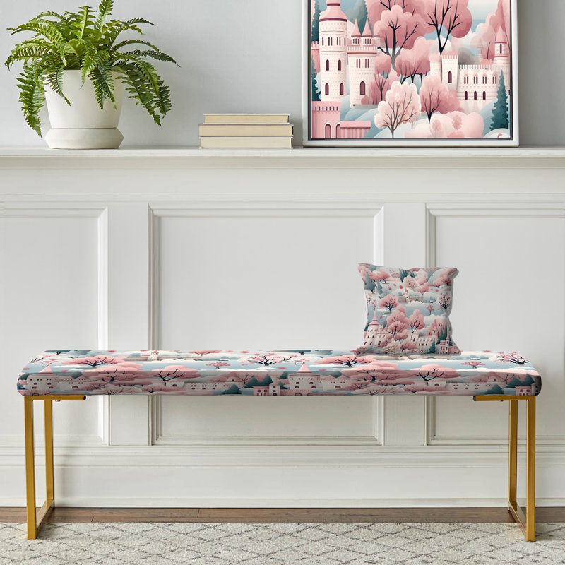 Tetrault - Banc pour enfant en tissu d'ameublement doré