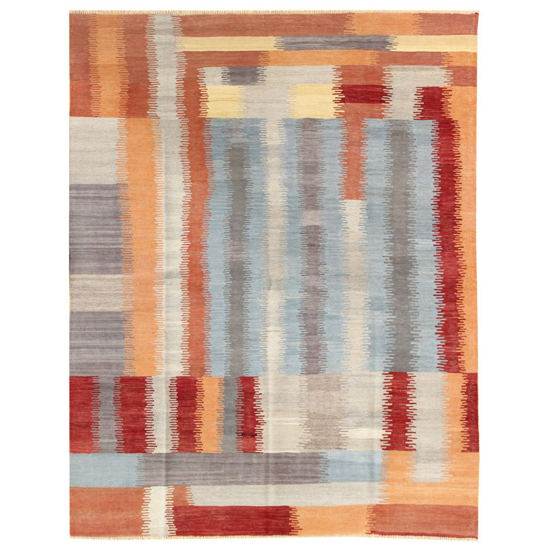 Aghan Wool Geometric Area Rug in Blue