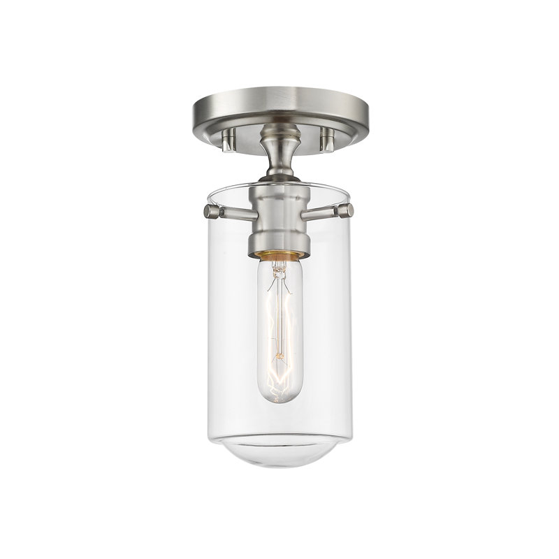 Plafonnier semi-encastré cylindrique unique à 1 lumière de 5 po, Nickel brossé