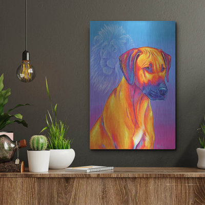 Rhodesian Ridgeback with Lion Spirit' by Rebecca Wang Art, Metal Wall Art
