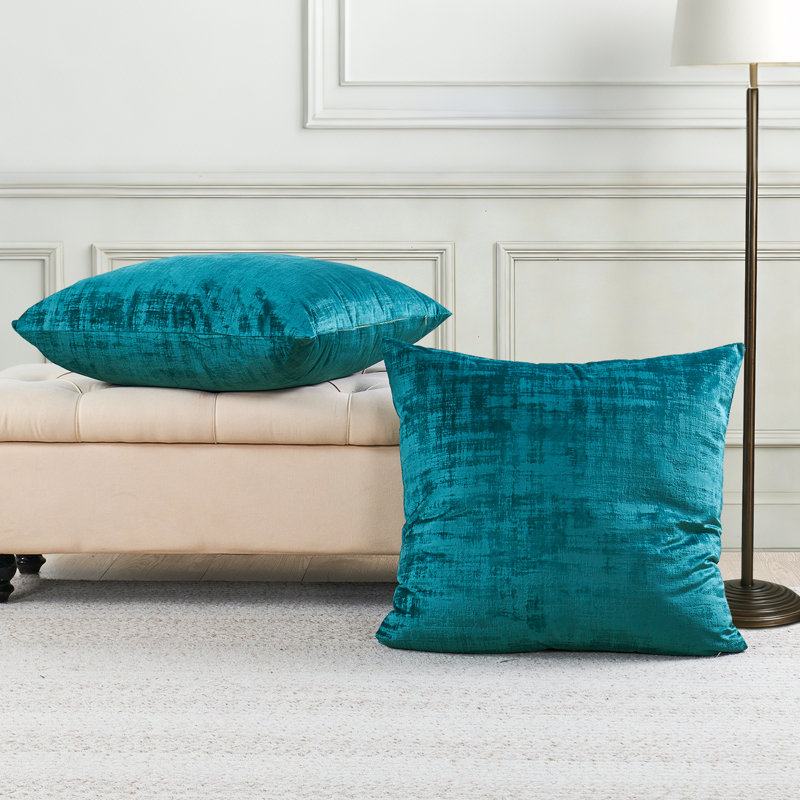 Housse de coussin réversible en velours texturé Euro, Vert Agate