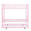Lit superposé en métal rose avec lit gigogne - chambre à coucher moderne et élégante, solution peu encombrante, cadre pour la longévité, utilisation silencieuse et stable, capacité de bruit élevée, escalier sécuritaire, structure simple sur deux, facile à assembler