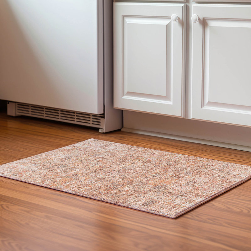 Tapis saumon de qualité supérieure lavable à la machine Cerrito AMF611, Rectangle 1 pi 8 po x 2 pi 6 po