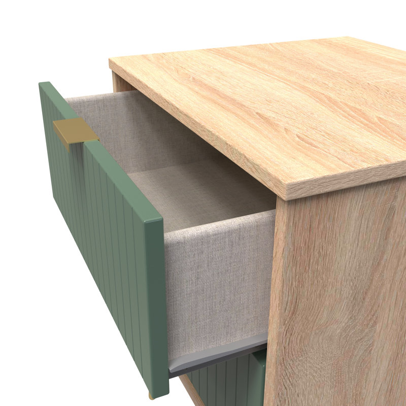 Beranda 45cm W Manufactured Wood Bedside Table, Labrador Green/Bardolino Oak