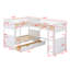Lit superposé avec lit mezzanine attaché et tiroirs de rangement intégrés-129063746