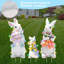 Très grandes décorations de Pâques pour l'extérieur, ensemble de panneaux de lapin de Pâques 3 pièces avec piquets