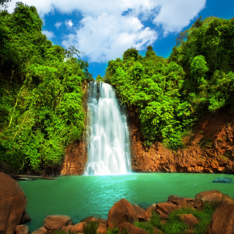 Cascading Waterfall - Wrapped Canvas Print, 51cm H x 51cm W x 3.8cm D