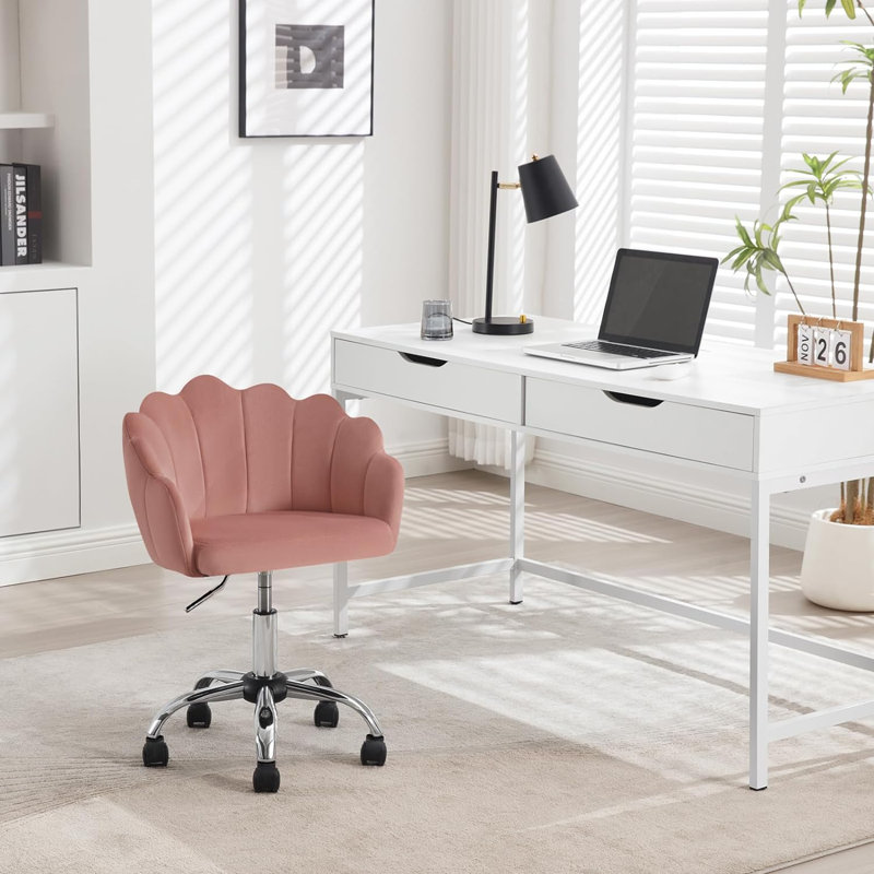 Heathfield Velvet Office Chair, Pink