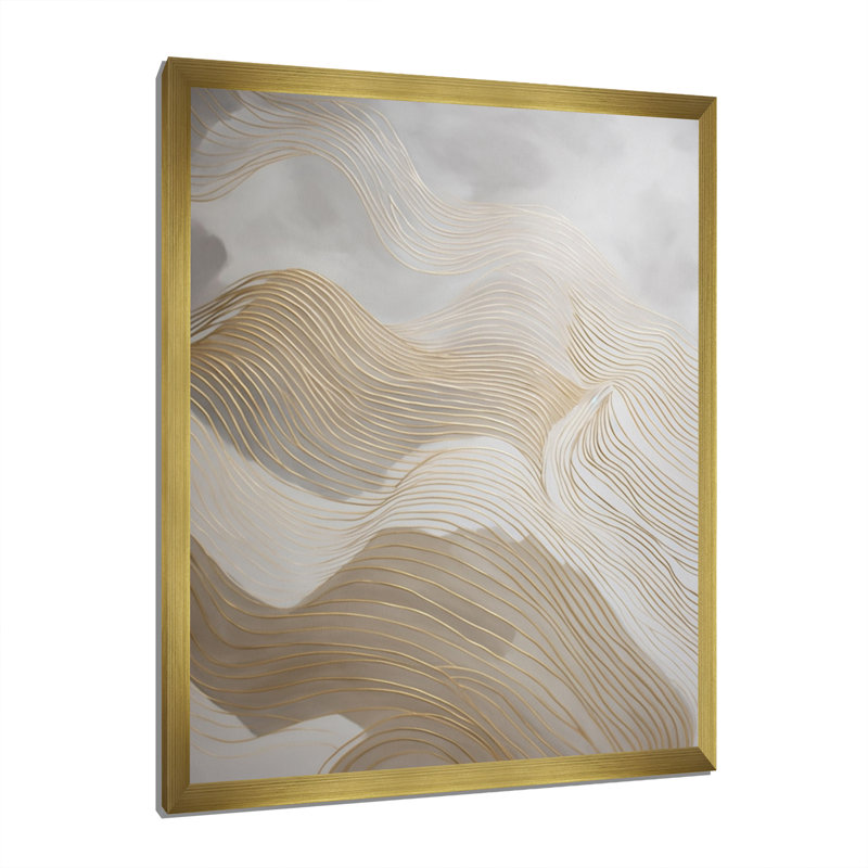 Gold And Grey Line Art In Motion III " Gold And Grey Line Art In Motion III ", 40" H x 30" W x 1.5" D, Gold Picture Framed
