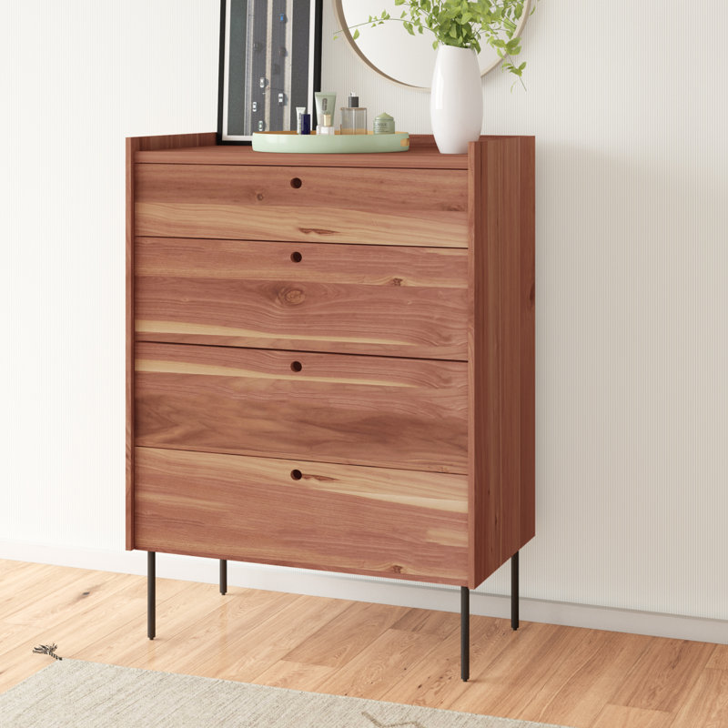Peek 34'' W 4 - Drawer Dresser, Rustic Walnut